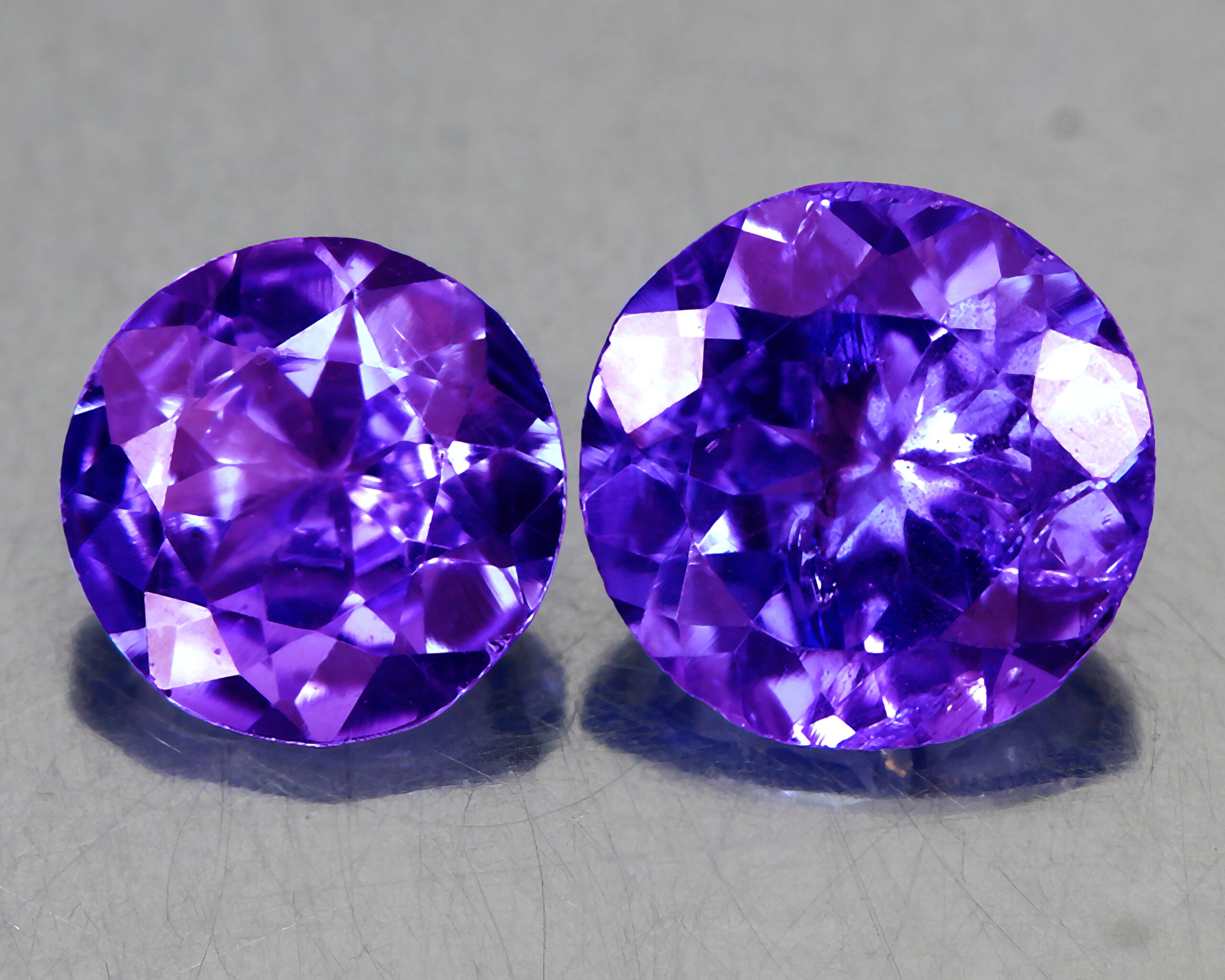 Tanzanite gemstone on gray background